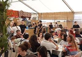 La barraca El Ciazo en la Plaza de la Merced, en Murcia.