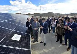 El consejero Vázquez (2i), en la inauguración de un parque solar en Fenazar, pedanía de Molina de Segura, en febrero.