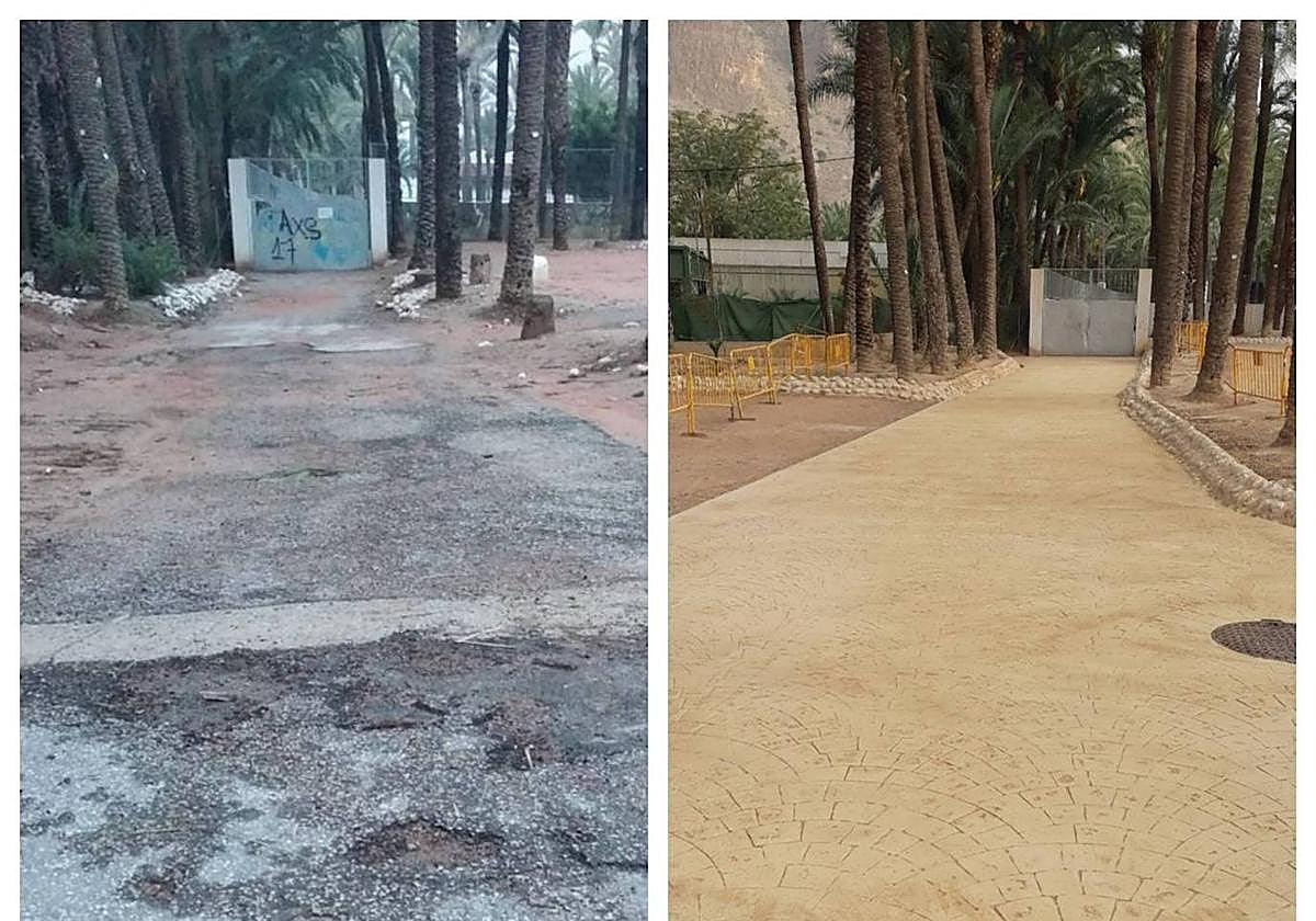El antes y el después del acceso al colegio Fernando de Loaces.