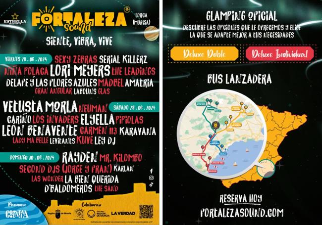 Cartel por días y mapa del bus lanzadera.