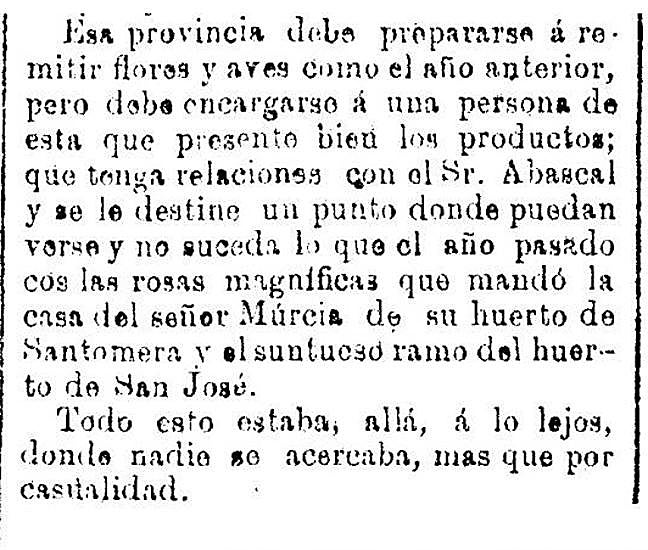 Un diario murciano advertía en 1881 de que nuestras rosas merecían mejor puesto.