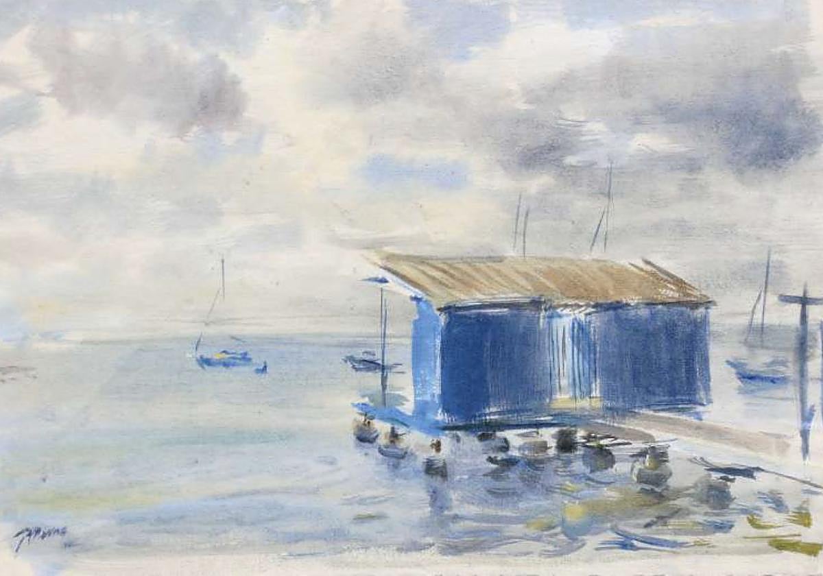 'Balneario azul'. (Acuarela/papel)