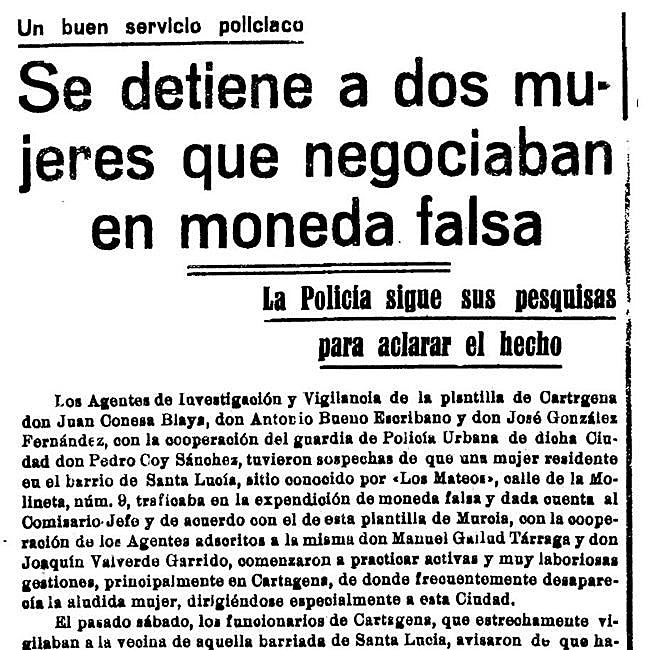 Noticia. El periódico murciano 'El Tiempo' abrió su edición del 18 de julio con la noticia de las falsificadoras.