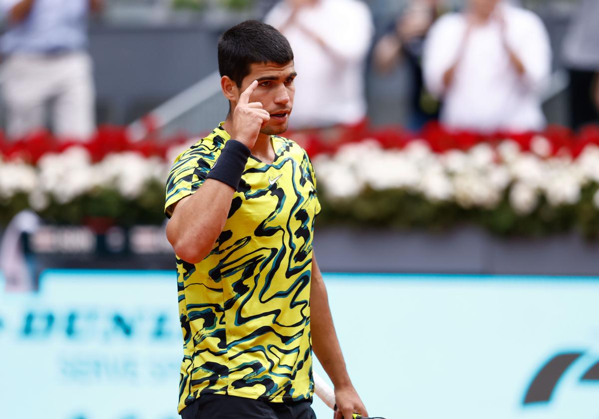 Carlos Alcaraz, en un partido en el Mutua Madrid Open del año pasado.