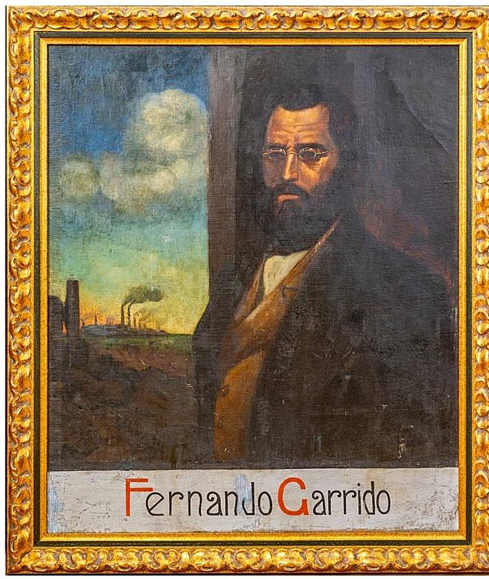 Imagen secundaria 2 - 1. Placa que se encontraba en el pavimento de la Alameda de San Antón y que ahora se repone. 2. Copia del acta de la sesión municipal de 30 de abril de 1920. 3. El retrato de Fernando Garrrido que se restituye el próximo día 30 de abril en el Palacio Consistorial. 