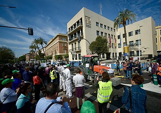 Imagen de archivo de una manifestación de agricultores en Murcia.