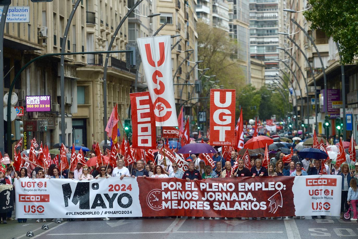 Manifestación del 1 de Mayo del 2024 en Murcia, en imágenes