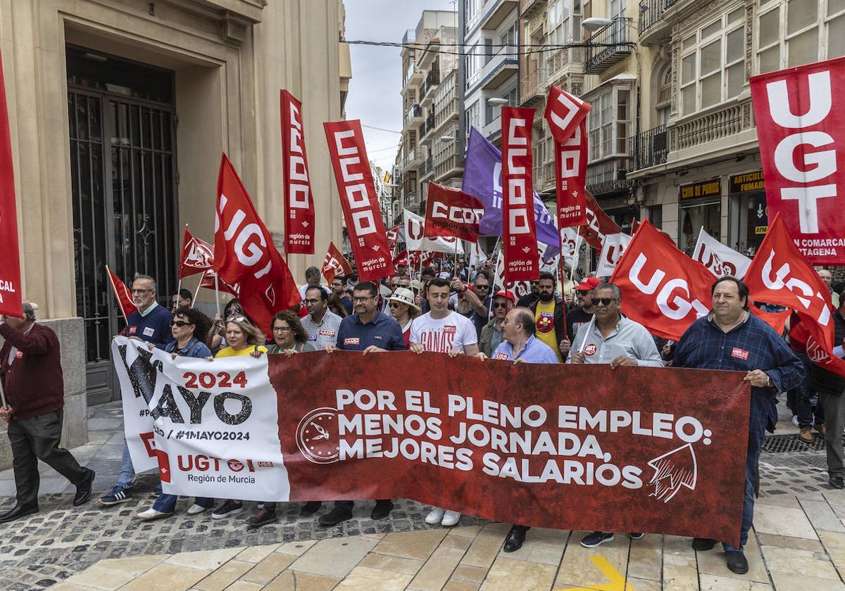 Manifestación del 1 de Mayo de 2024 en Cartagena, en imágenes