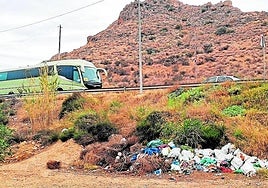 Basura acumulada en el entorno de la acequia de Zaraíche y de la carretera de Alquerías.