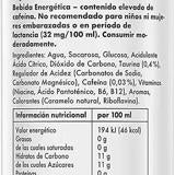 Advertencia de «contenido elevado de cafeína» en la lata de una bebida energética.