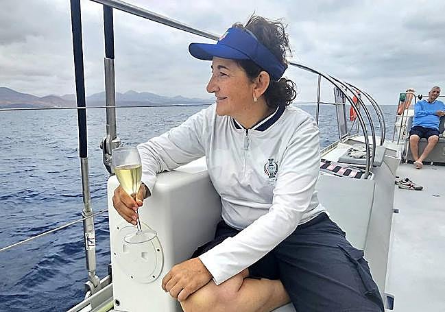 La periodista de RTVE, Elena Jiménez, en plena experiencia.