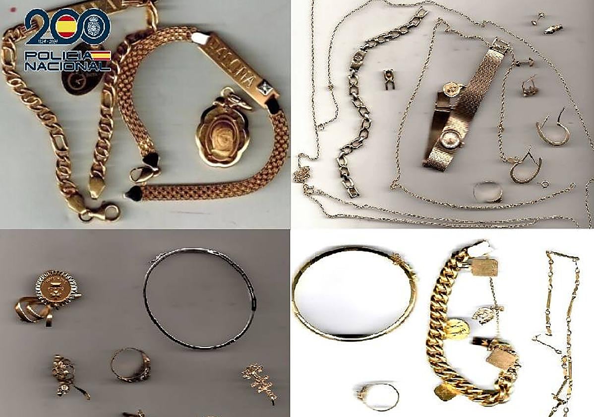 Algunas de las joyas recuperadas por los agentes.