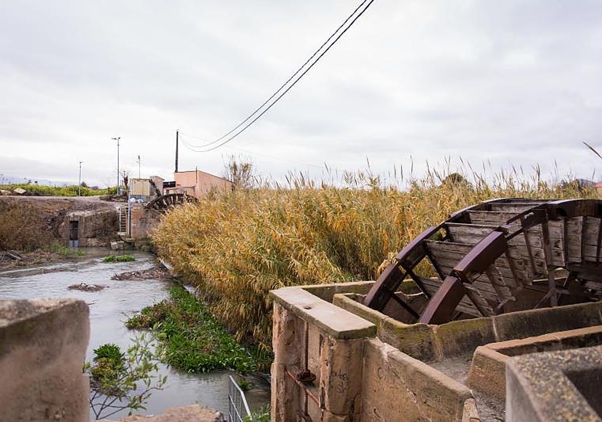 Imagen principal - Las Norias Gemelas, arriba, antes de los trabajos de recuperación, y, abajo, durante las obras.