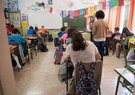 Alumnos de un colegio de Murcia durante una clase, en una imagen de archivo.