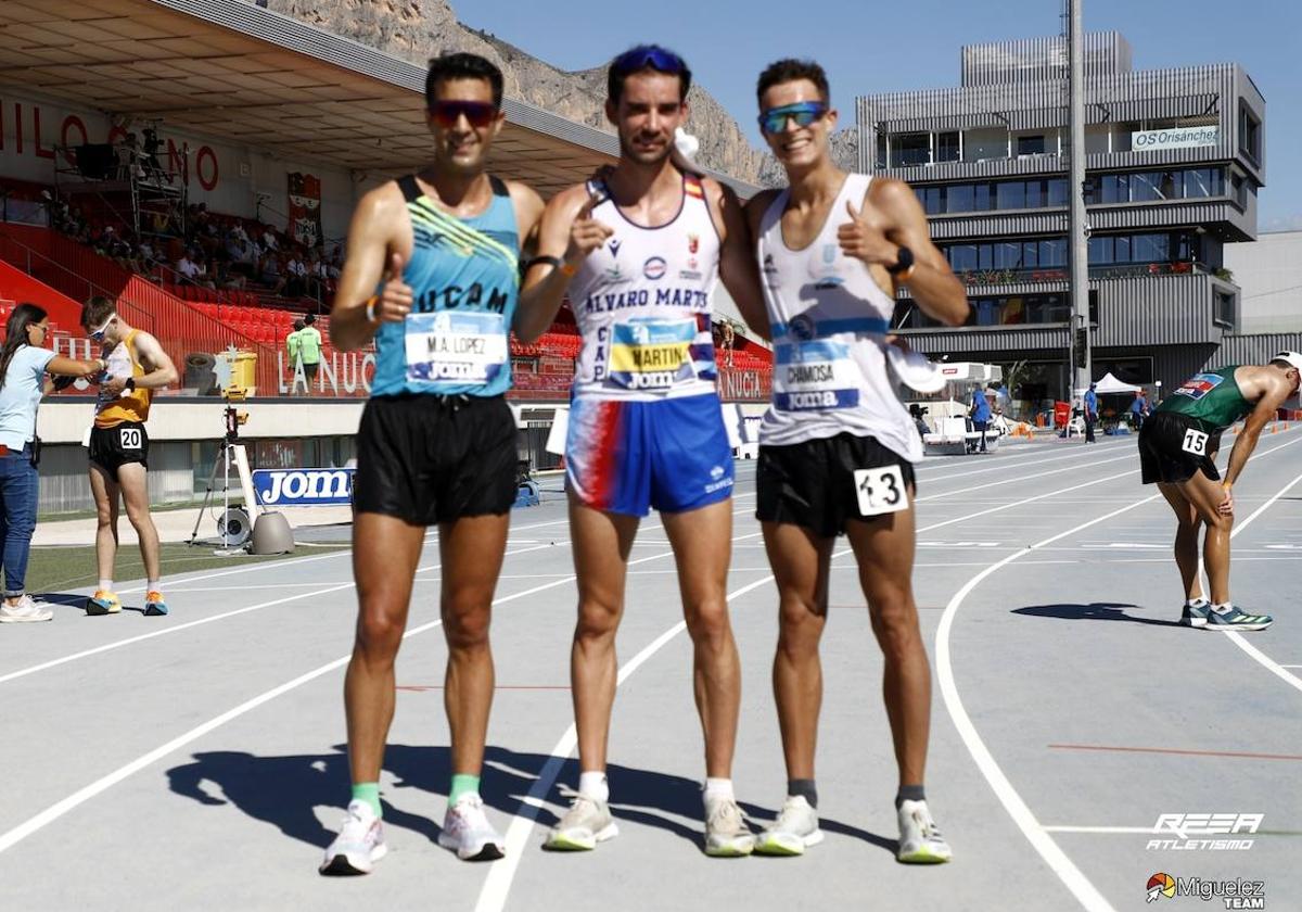 Miguel Ángel López, Álvaro Martín y Daniel Chamosa, los tres primeros clasificados.