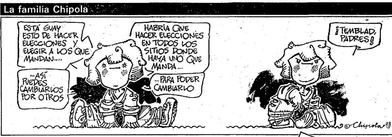 Sobre estas líneas, tira de humor de 'Chipola' en LA VERDAD, en 1980.