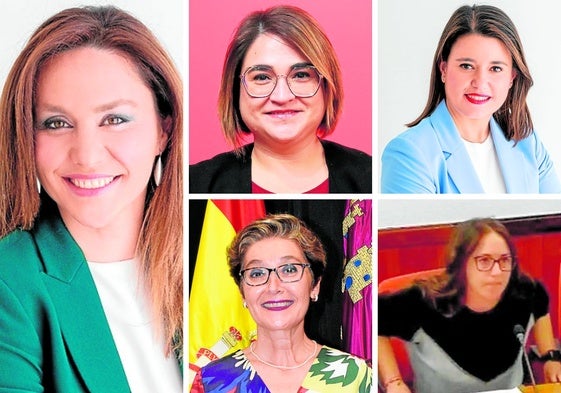 María Ángeles Martí, Nuria García y Ángel Gaona. Abajo, María Eugenia Sánchez y Nuria Soler.