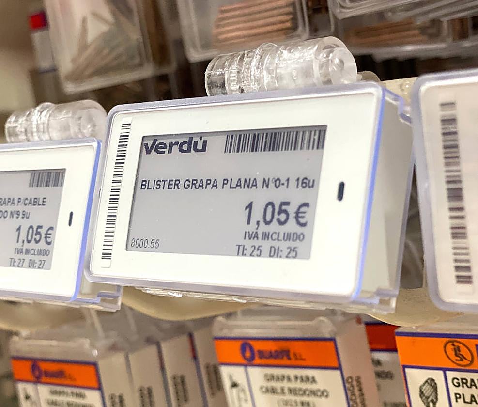 Ejemplo de las nuevas etiquetas digitales de la ferretera VERDÚ.