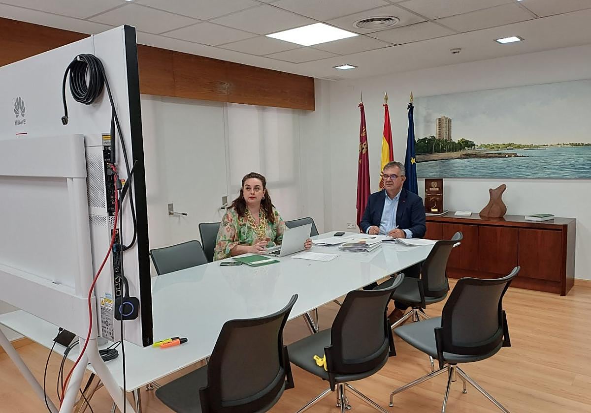 Juan María Vázquez y María Cruz Ferreira, en la videoconferencia.
