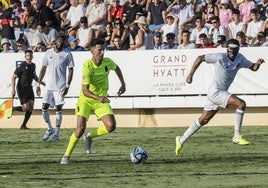 Juan Carlos Real, en un partido de pretemporada con el Cartagena.