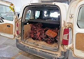 Los 200 kilos de cobre y la furgoneta intervenidos.