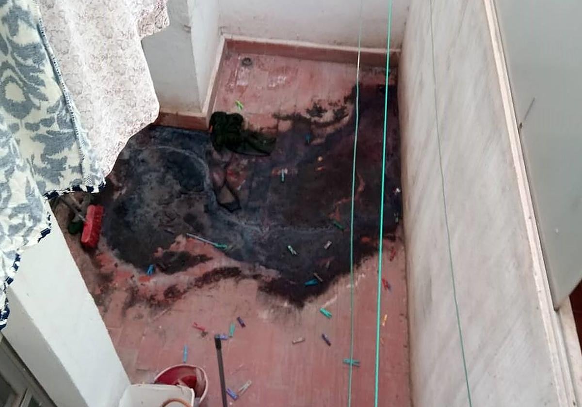 Patio interior de una de las viviendas afectadas.