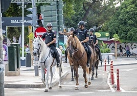 La Unidad de Caballería de la Policía Nacional en la Feria de Murcia, en una imagen de archivo.