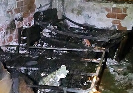 Estado de una de las habitaciones después del incendio.