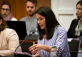 La portavoz socialista, Carolina Gracia, durante una intervención en el pleno.