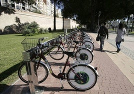 Imagen de archivo de bicicletas para alquilar en Cartagena.