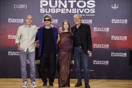 David Marqués, Diego Peretti, Georgina Amorós y José Coronado, en la presentación de 'Puntos suspensivos'.