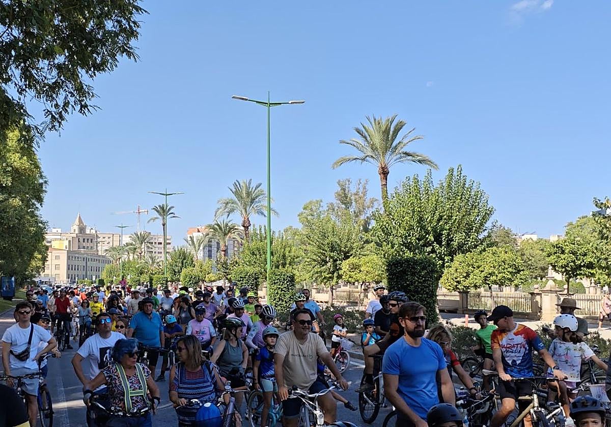 'Bicifestación' celebrada este domingo en Murcia.