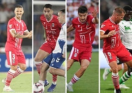 El lateral Ríos Reina. El centrocampista Andy Rodríguez. El lateral Martín Aguirregabiria. El delantero Ortuño.