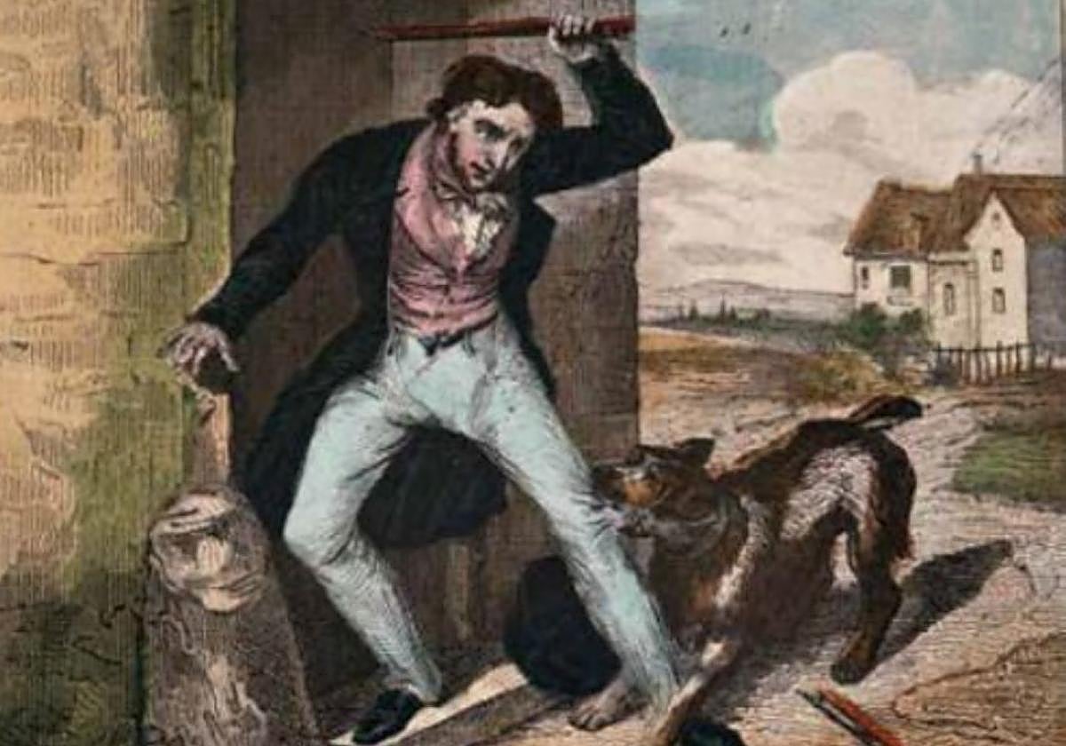 A golpes. Esta ilustración de 1880 reflejaba la lucha del hombre contra la terrible plaga.