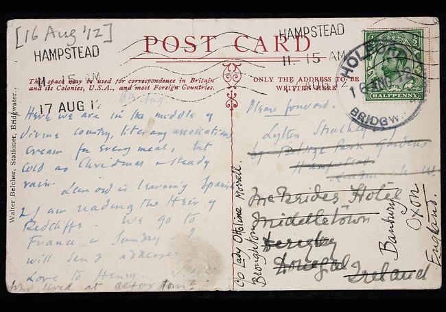 Postal escrita por Katherine Mansfield.