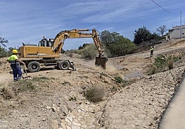 Imagen de archivo de las obras en el vial provisional anexo a la Rambla de Canteras, en Cartagena.