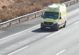 Una ambulancia, de camino a un servicio.