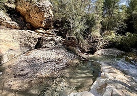 Estado actual de la poza de Somogil, en Moratalla, tras el paso de la DANA.