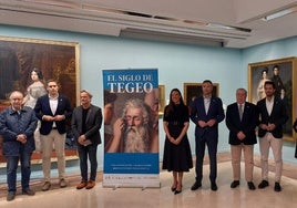 Presentación de 'El siglo de Tegeo' en el MUBAM, este martes, con la consejera de Cultura, Carmen Conesa; el alcalde de Caravaca, José Francisco García; el comisario Nacho Ruiz, y el hermano mayor de la Cofrafía de la Vera Cruz, Luis Melgarejo, entre otros.