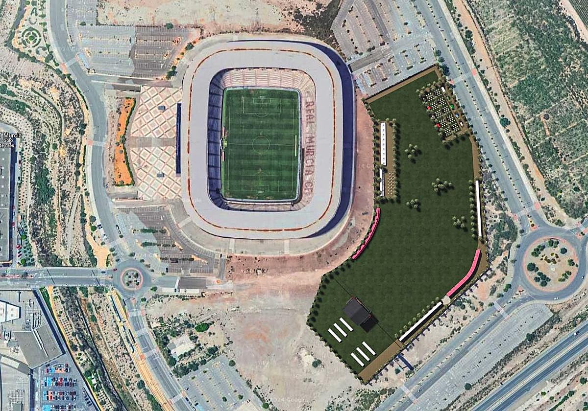 Recreación de la zona Espacio Norte, junto al estadio Enrique Roca.