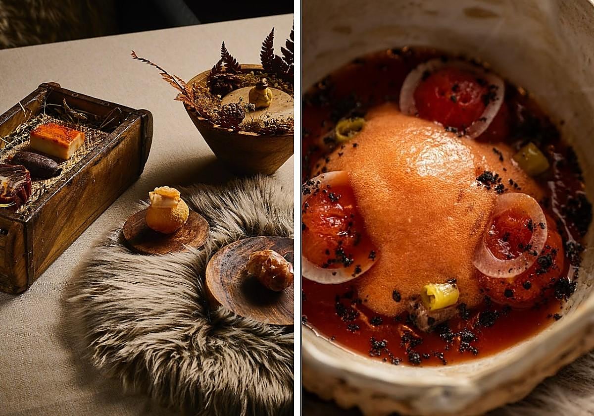 Embutidos y flan de tomate del menú de Frases.