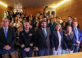 Fernando López Miras acude a la jornada de defensa celebrada este viernes en Cartagena.