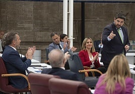 Fernando López Miras, durante una intervención en la Asamblea.