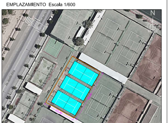 Plano de las nuevas pistas de pádel.