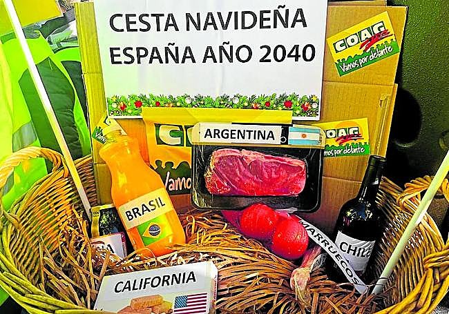 Una 'cesta navideña' con los productos que entran de terceros países.