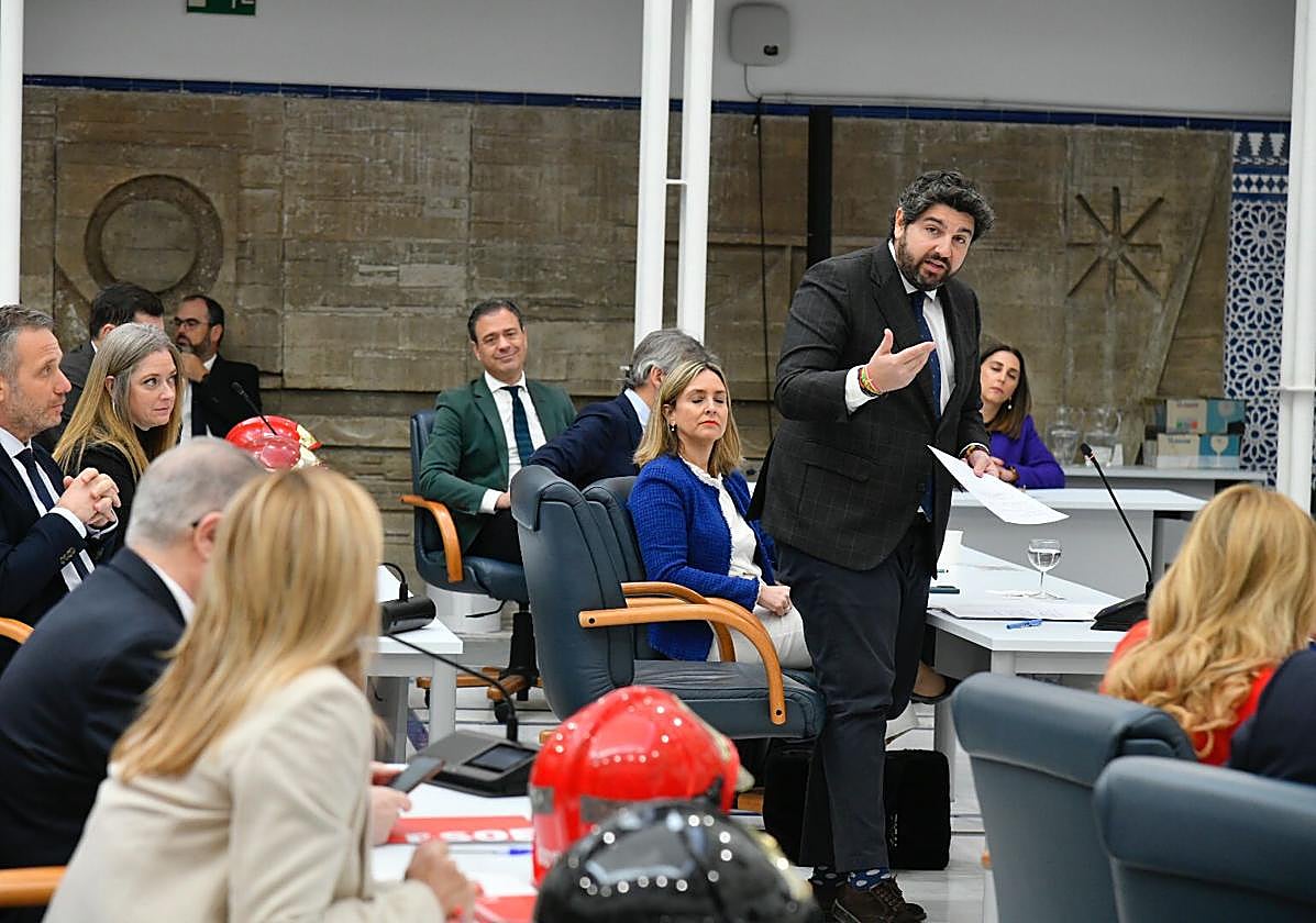 López Miras, este viernes, en la Asamblea Regional.