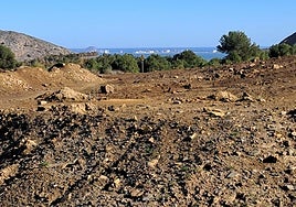 Residuos a las afueras de Llano del Beal, con el Mar Menor al fondo.