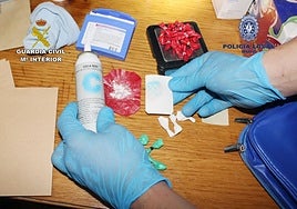 Varias dosis de cocaína halladas durante el registro.