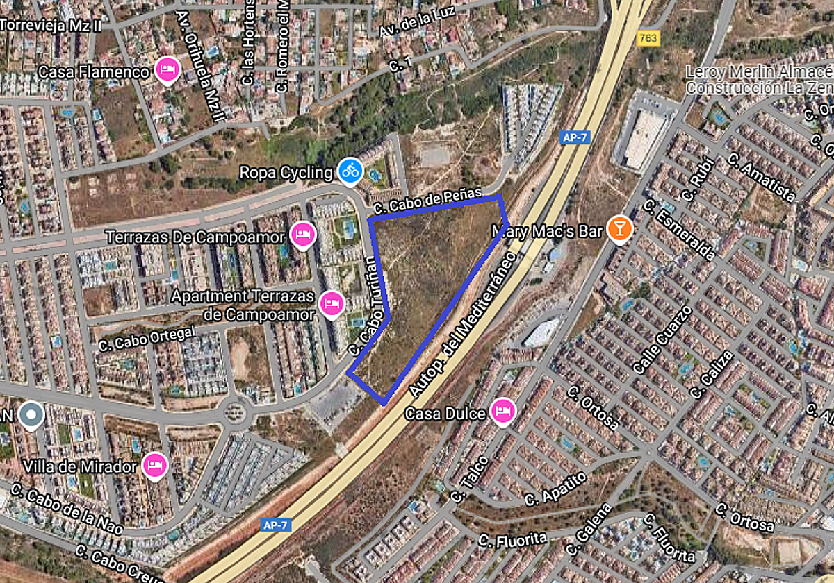 Ubicación de la parcela propuesta por el Ayuntamiento para albergar un hospital privado.