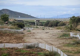 Obras de renaturalización en la rambla del Albujón, a la altura del Estrecho de Fuente Álamo.